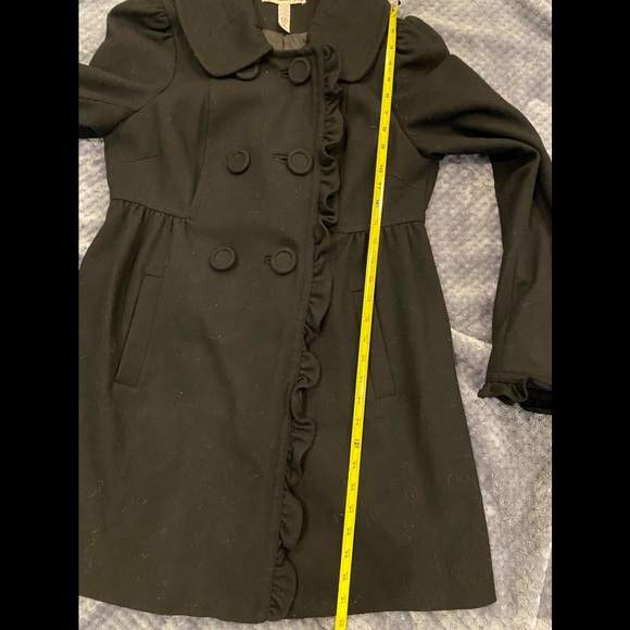 Like New perfect condition black ruffled wool coat SzM - Picture 8 of 9